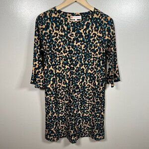 Jude Connally Margot Leopard Shift Dress Size XS Stretch Travel Cheetah Work